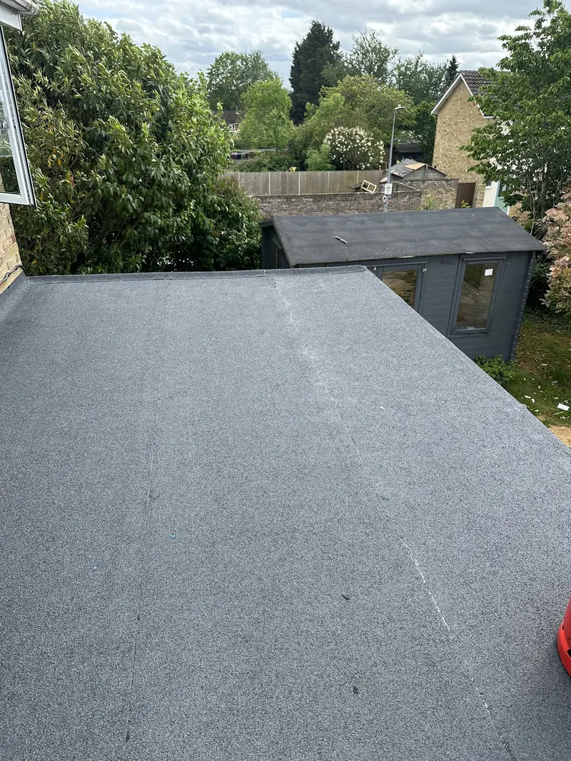 New flat roof installation on a house extension